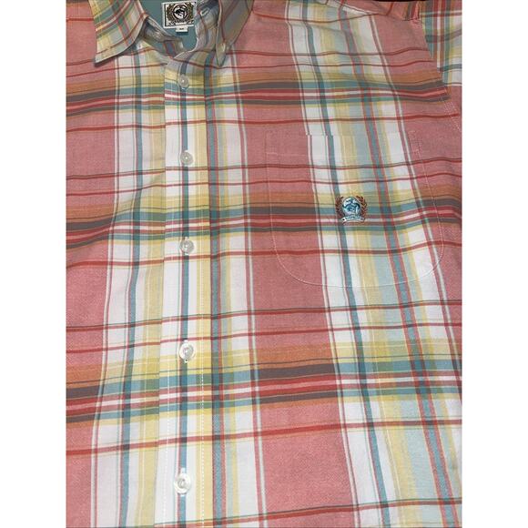 Cinch Men’s Western, Short Sleeve Size, M Button Up Shirt, Peach Plaid NOTE - Picture 4 of 6